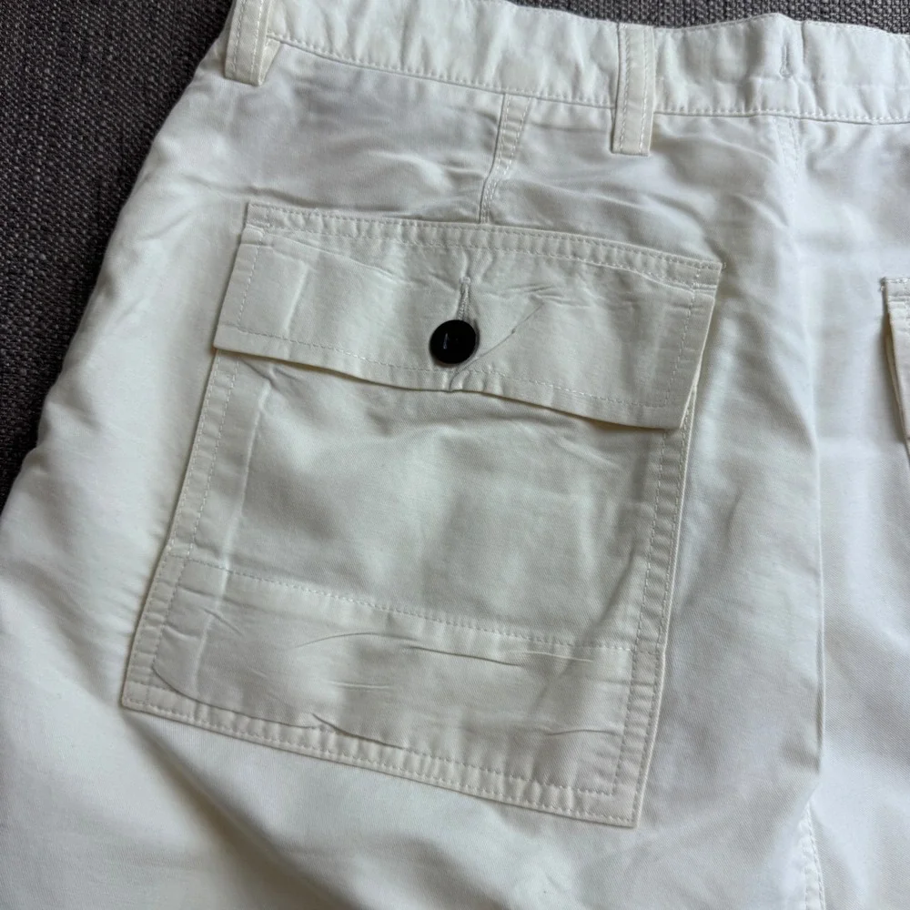Nautica Clipper Relax Fit Shorts Mens 32W Off White Cotton Nylon Blend Cream